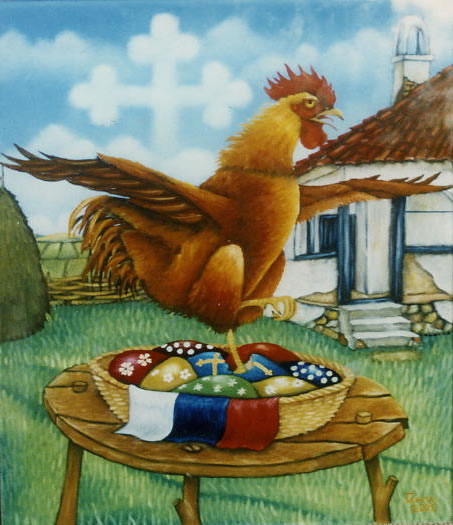 Uskršnja jaja - ulje na staklu - 36x32